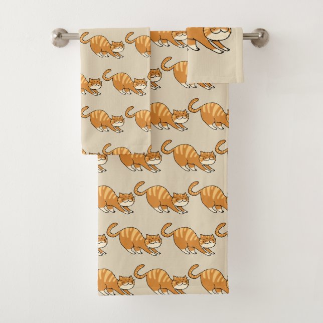 Conjunto De Toalhas gato de esticão engraçado (Insitu)