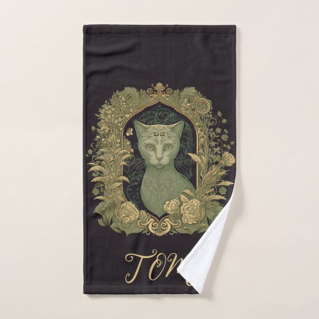 Conjunto De Toalhas Gato de Floresta Mística - Floresta Personalizada (Toalha de mão)