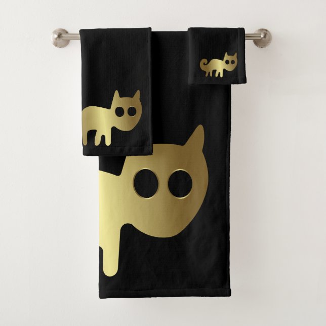 Conjunto De Toalhas Gato Dourado de Animais Antigos (Insitu)