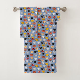 Conjunto De Toalhas Gato Gatinho Engraçado Engraçado Roda Padrões A