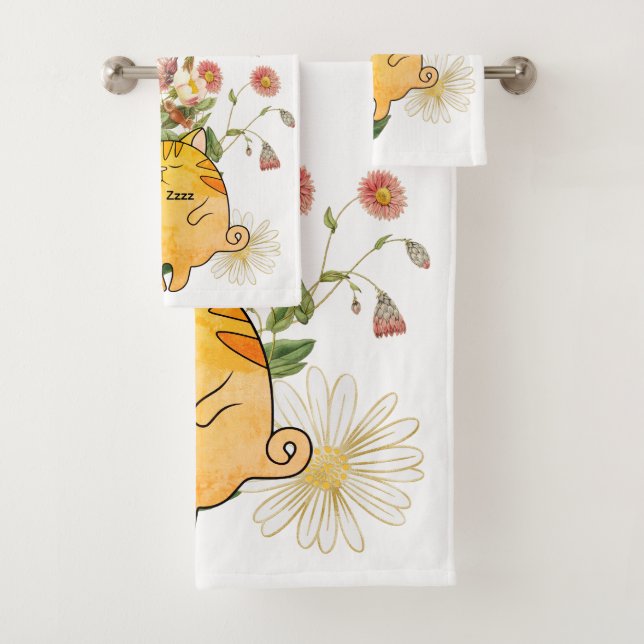 Conjunto De Toalhas Gato Gengibre Sonolento (Insitu)