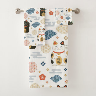 Conjunto De Toalhas Gato Japonês da Sorte Maneki Neko