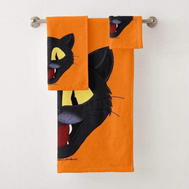 Conjunto De Toalhas Gato Negro Halloween (Insitu)