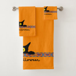 Conjunto De Toalhas Gato Negro Halloween