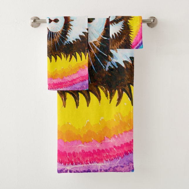 Conjunto De Toalhas Gato no Arco-íris, Louis Wain (Insitu)