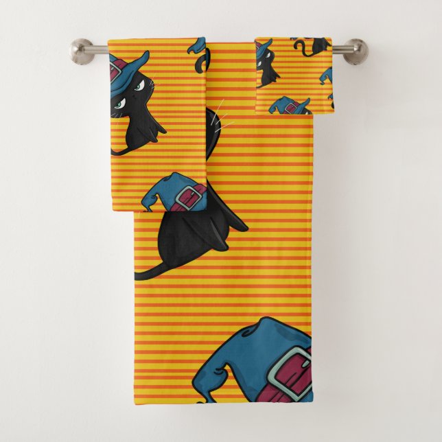Conjunto De Toalhas Gato preto bonito (Insitu)