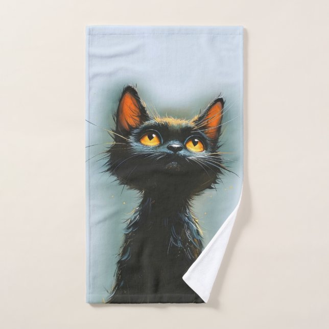 Conjunto De Toalhas Gato Preto Encantado (Toalha de mão)