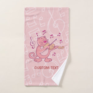 Conjunto De Toalhas Gato Rosa com Violino