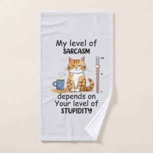 Conjunto De Toalhas Gato Sarcástico - Arte Laranja Engraçada