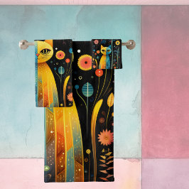 Conjunto De Toalhas Gatos amarelos