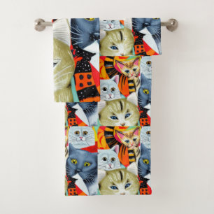 Conjunto De Toalhas Gatos Brilhantes e Bonitos