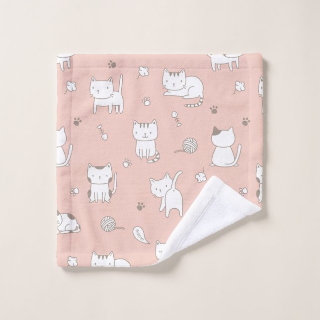 Conjunto De Toalhas Gatos Caprichosos Rabiscados (Pano de lavar)
