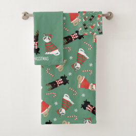 Conjunto De Toalhas Gatos de Natal