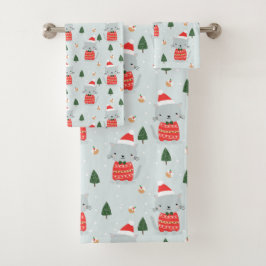 Conjunto De Toalhas Gatos de Natal bonitos