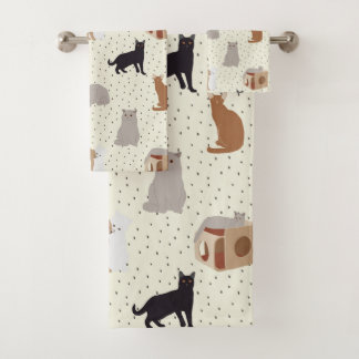 Conjunto De Toalhas Gatos e Pontos