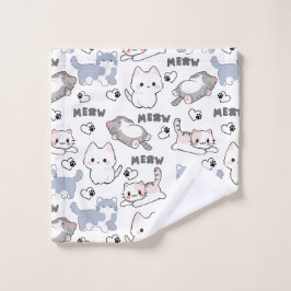 Conjunto De Toalhas Gatos Fofinhos e Corações Meow