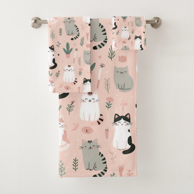 Conjunto De Toalhas Gatos Maravilhosos (Insitu)