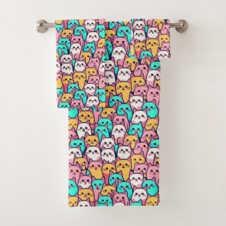 Conjunto De Toalhas Gatos Minimalistas Reproduzíveis em Pastas Multico