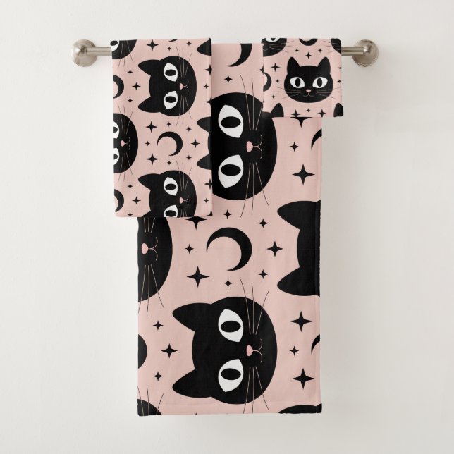 Conjunto De Toalhas Gatos Negros e Halloween Celestial (Insitu)