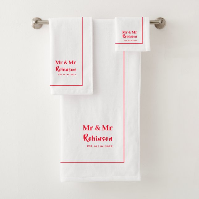 Conjunto De Toalhas Gay Newlyweds Sr. e Sr. Personalizado Grande (Insitu)