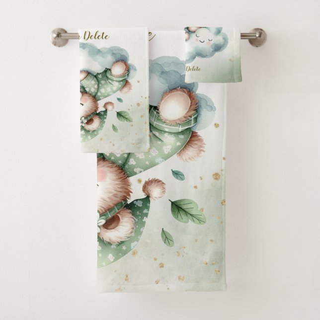 Conjunto De Toalhas Gelado de Urso Verde Dormindo (Insitu)