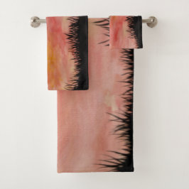 Conjunto De Toalhas Gemalter Sonnenuntergang Aquarell/Tusche - Badhan