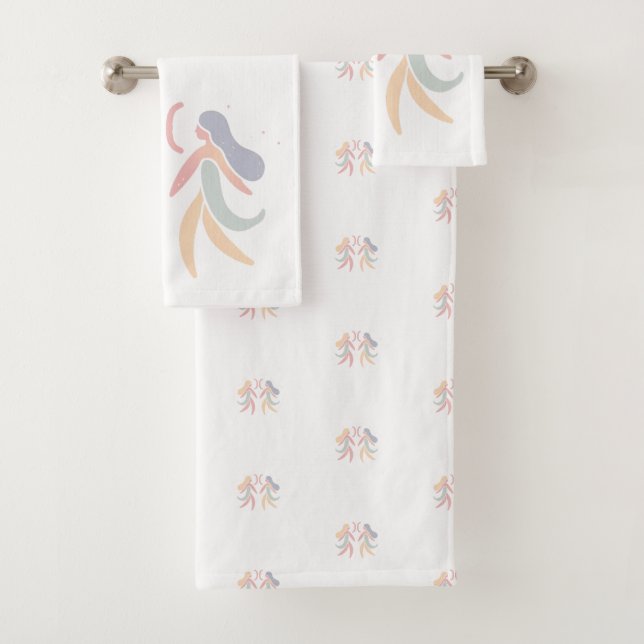 Conjunto De Toalhas GEMINI, Design abstrato do Sinal Zodíaco, (Insitu)