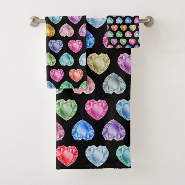 Conjunto De Toalhas Gemstone Diamond Heart Bonito Pastel Princess (Insitu)