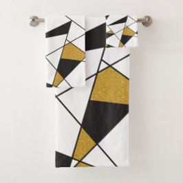 Conjunto De Toalhas Geometria de Arte Moderna - preto e branco com our