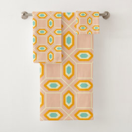 Conjunto De Toalhas Geometric pattern in blue and orange diamond shape