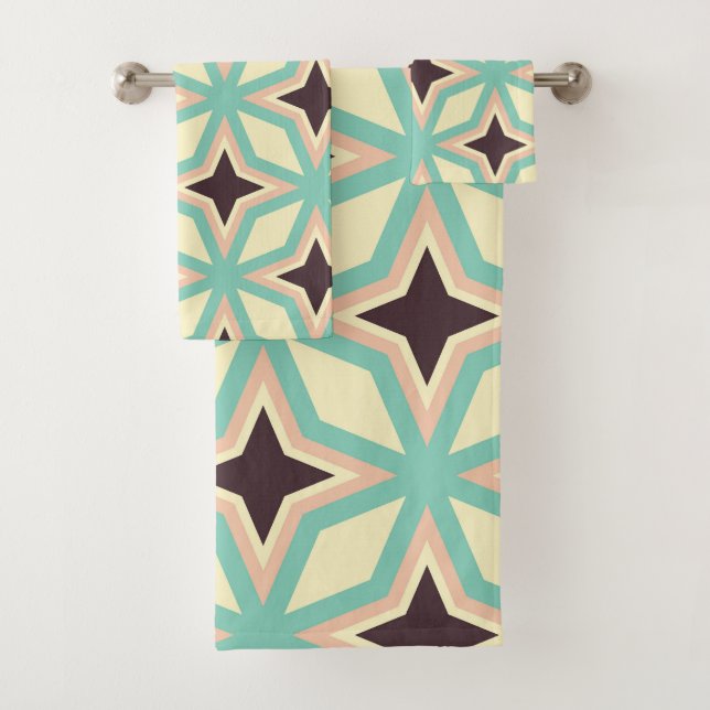 Conjunto De Toalhas Geometric pattern with alternating dark star shape (Insitu)