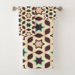 Conjunto De Toalhas  Geometric pattern with star shapes in brown and t
