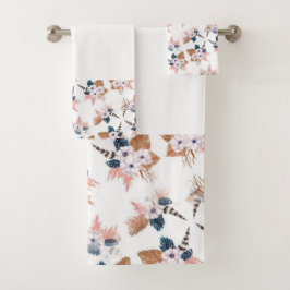 Conjunto de Toalhas Geométricas de Boho de Pena da