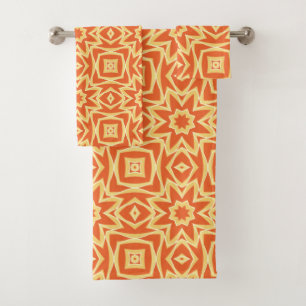 Conjunto De Toalhas Geométrico abstrato Star - Laranja e Dourado