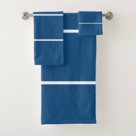 Conjunto De Toalhas Geométrico Azul Azul Profundo