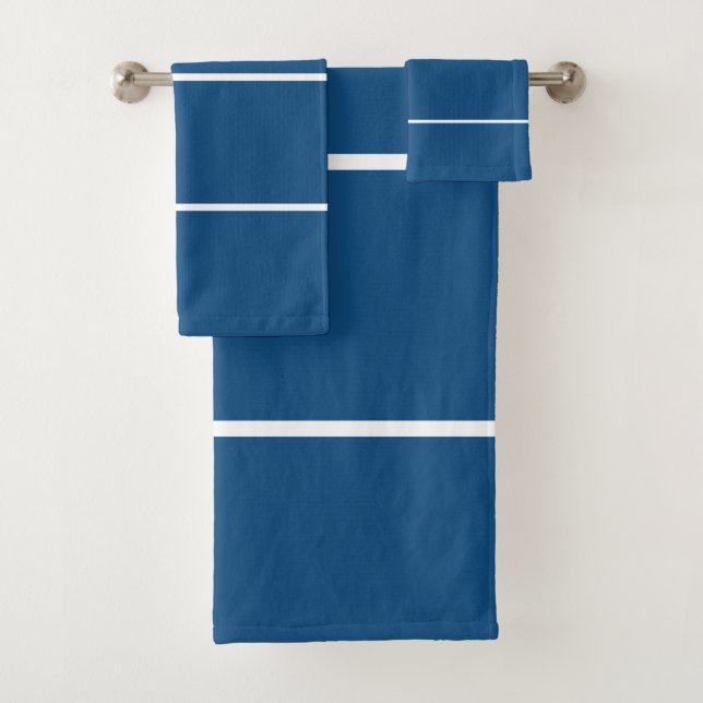 Conjunto De Toalhas Geométrico Azul Azul Profundo (Insitu)