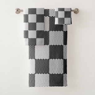 Conjunto De Toalhas Geométrico em Preto e Branco