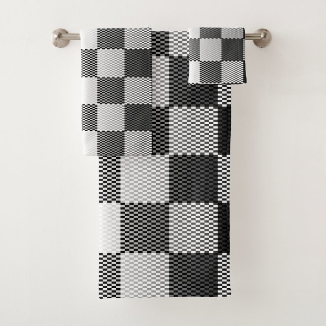 Conjunto De Toalhas Geométrico em Preto e Branco (Insitu)