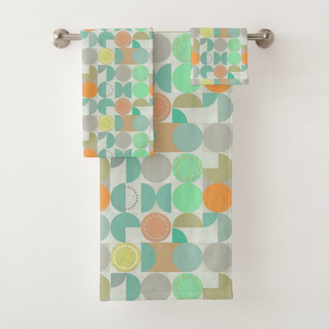 Conjunto De Toalhas Geométrico multicolorido (Insitu)