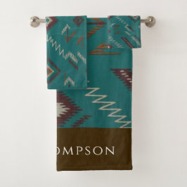 Conjunto De Toalhas Geométrico Navajo Sudoeste Verde