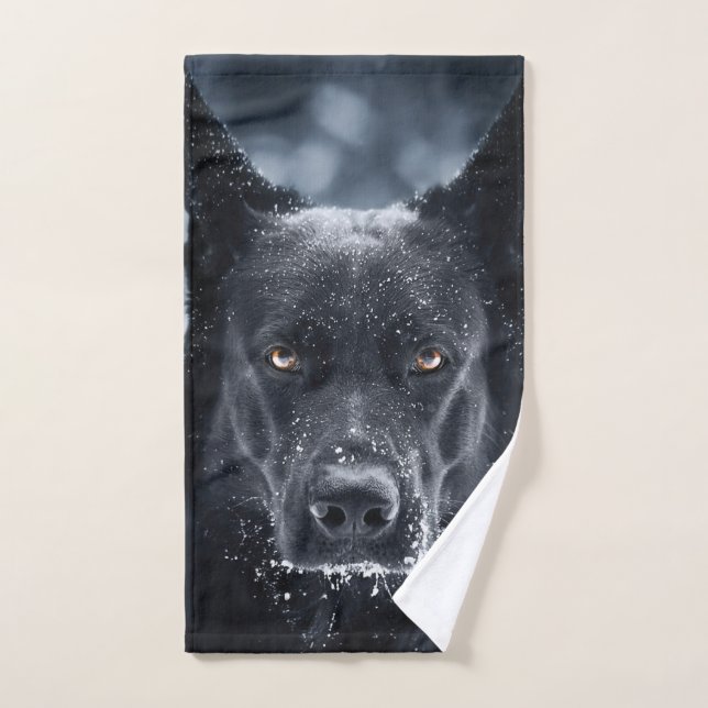 Conjunto De Toalhas German shepherd Preto (Toalha de mão)