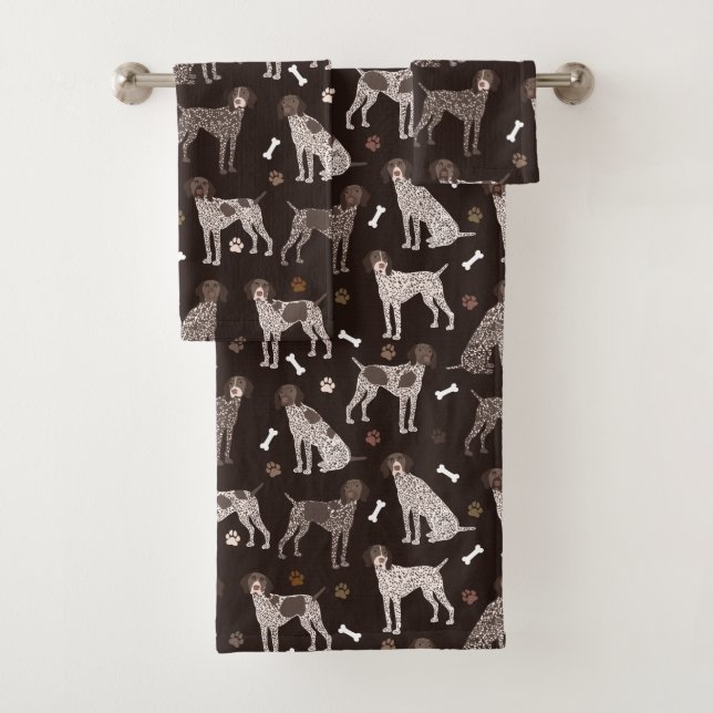 Conjunto De Toalhas German Shorthaired Pointer Dog Bone and Paw Print (Insitu)