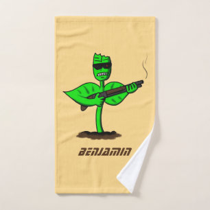 Conjunto De Toalhas Germinador planta cyborg desenho animado engraçado