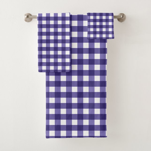 Conjunto De Toalhas Gingham azul marinho (Insitu)