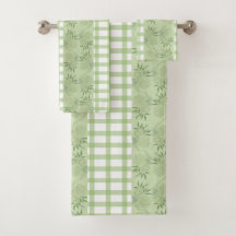 Gingham Bath Towel Set Verde