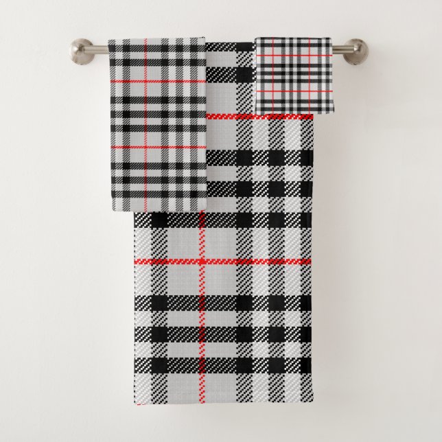 Conjunto De Toalhas Gingham Vermelho Branco Negro | Tecido verificado  (Insitu)