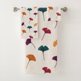 Conjunto De Toalhas Ginkgo Leaf Pattern Watercolor Call Cores de outon