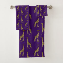 Conjunto De Toalhas Girafa Dourada na moda Purple