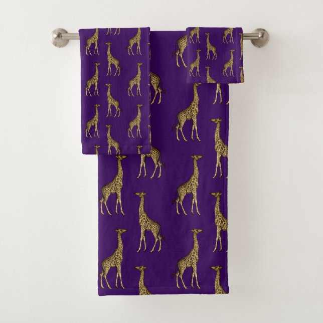 Conjunto De Toalhas Girafa Dourada na moda Purple (Insitu)