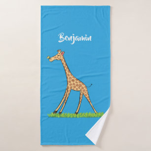 Conjunto De Toalhas Girafa linda e feliz com cartoon de borboleta